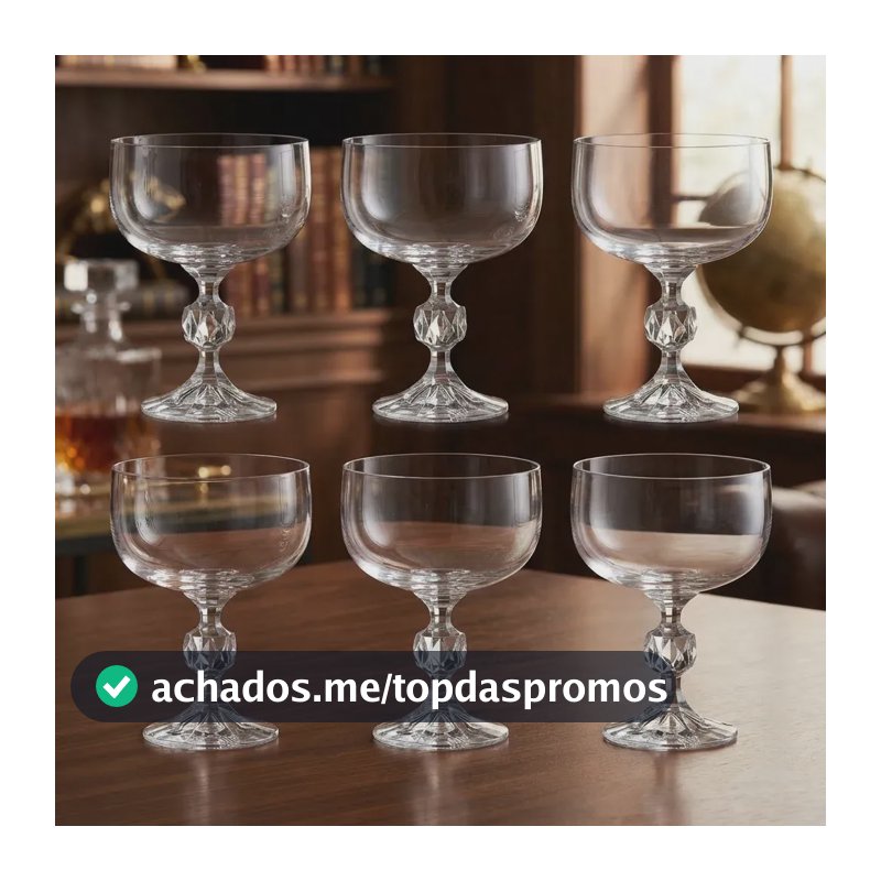 Kit de 6 Taças de Cristal para Sobremesa Claudia Bohemia 200 ml
