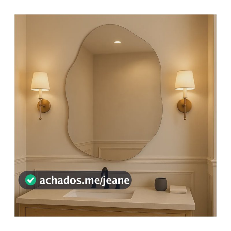 Espelho Roma 70x50cm Design Moderno Luxo Suporte Banheiro Suporte