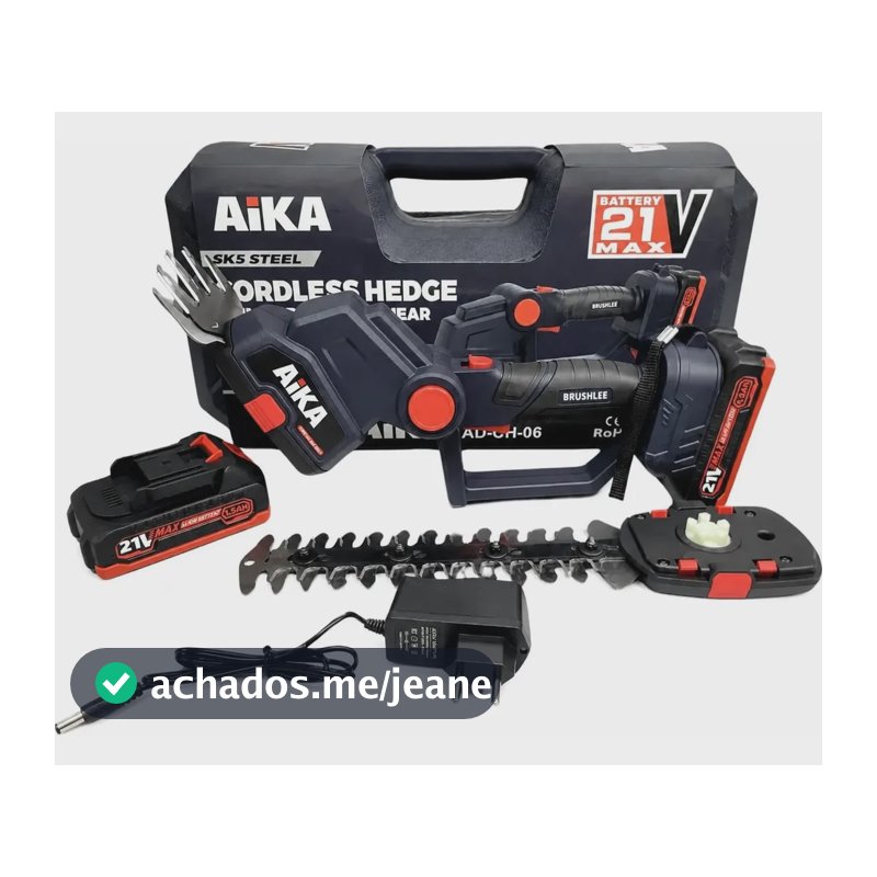 Aparador De Cerca Viva A Bateria Aika 21v Com Bateria 127/220v Violeta-escuro