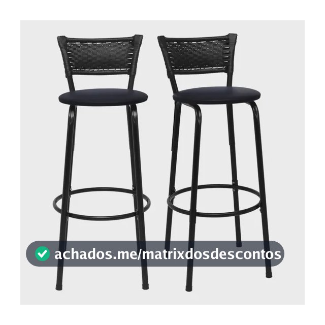 Cadeiras Para Bancada Alta Americano Bistrô Bar 2u Exclusiva Banqueta Cyber Preta Preto