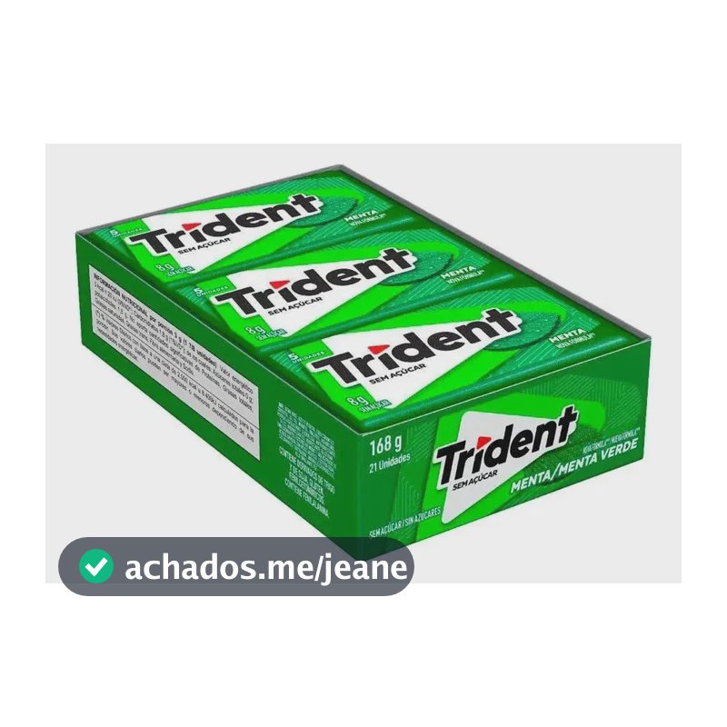 Trident Menta Sem Açúcar Caixa 21 Unidades 8g Chicletes