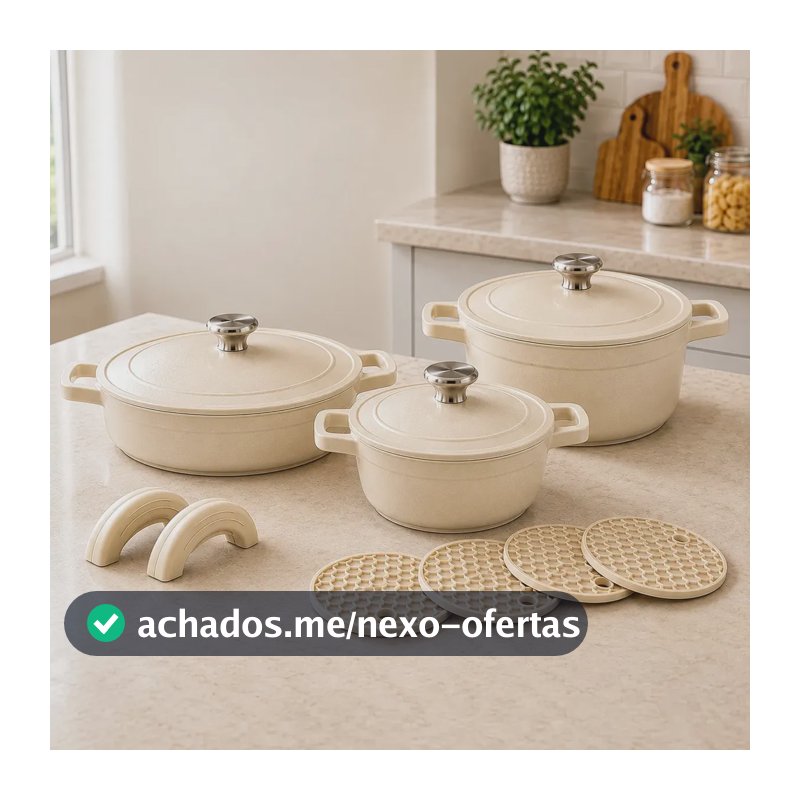 Jogo de Panelas Luxena Rosso 8 Peças Antiaderente, com Indução e Pegadores