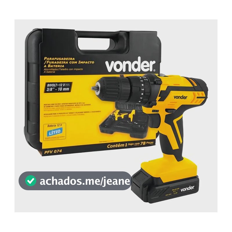 Parafusadeira/furadeira de Impacto a Bateria 12V Pfv 074 Vonder 50 Hz/60 Hz