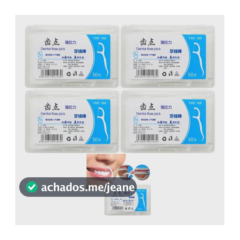 Kit 250 Fio Dental Individual Com Haste Descartável Prático