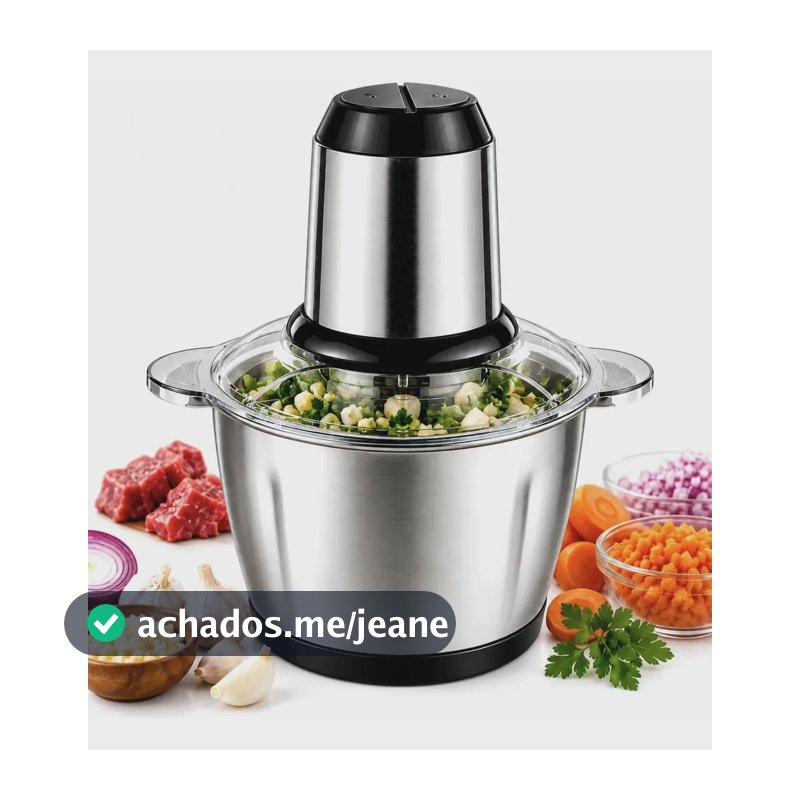 Processador Elétrico Triturador Inox Para Carne Potente 2l Inox (prata) 110v