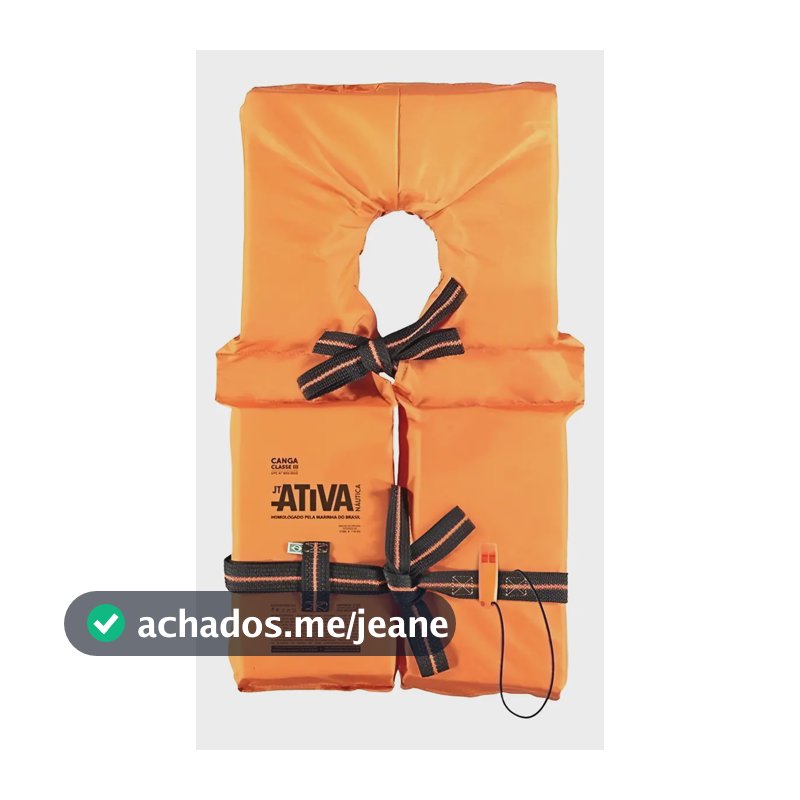 Colete Salva Vidas Canga Classe 3 Ativa Nautica Laranja M Até 55Kg