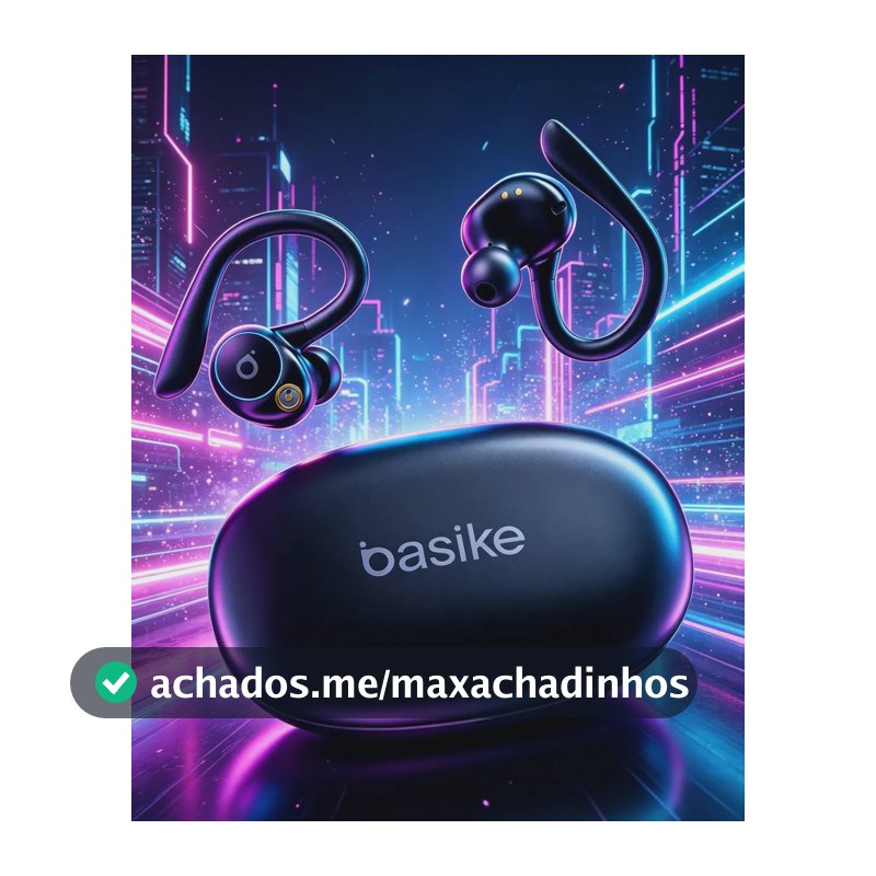 Fone de Ouvido Bluetooth 5.4 TWS com Ear Clip e Gancho, Som HiFi Graves Potentes e 3D, 50h Bateria e Carga Rápida, ENC Cancelamento de Ruído, IPX6 à Prova d'Água – Ideal para Academia e Corrida Basike
