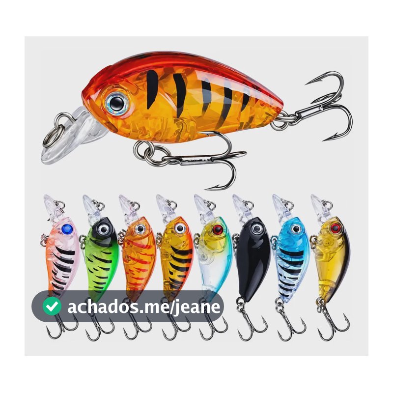 8 Iscas De Pesca Artificial Mini Crank 4,5cm 3,5g Sinking Kit 8 Iscas