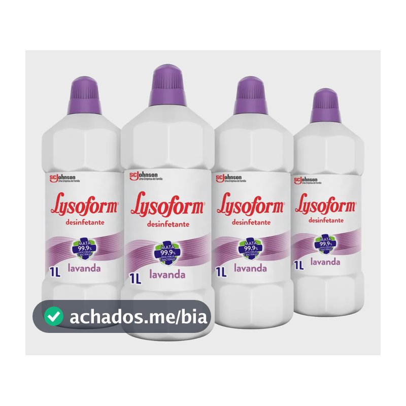 Desinfetante Líquido Lysoform Lavanda Limpeza Pesada e Eficiente 4 Unidades de 1L