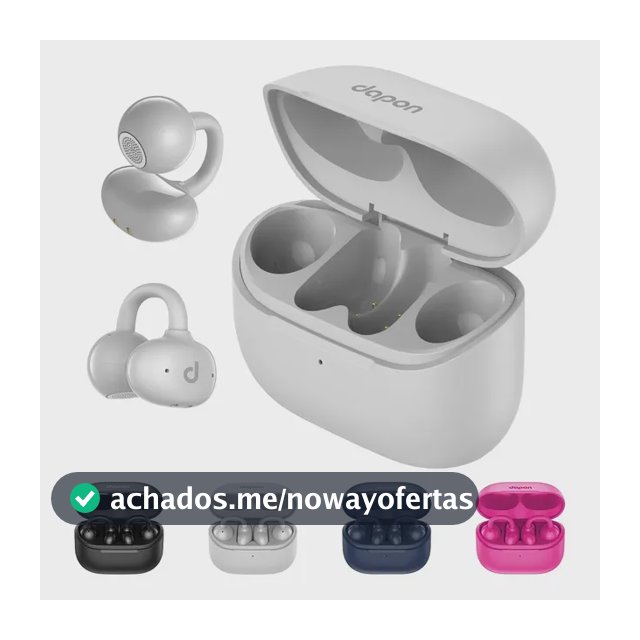 Fone Open Ear Dapon DPF25 Bluetooth 6.0 Sem Fio Com Microfone ENC 6H Tempo de espera de até 200 horas Cor Cinza