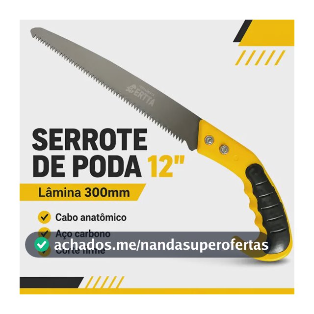 Serrote Poda Podador 12 Pol 300mm Corte Galhos Madeira Aço Amarelo