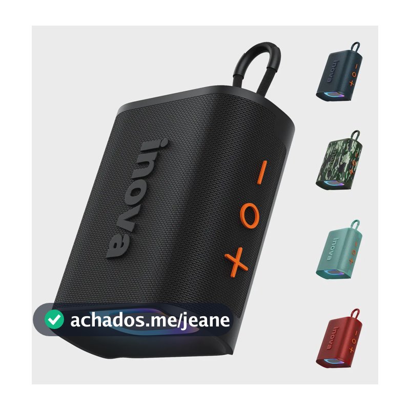 Caixa De Som Portatil 20W, Inova Caixa de Som pequena com Radio FM E RGB, caixinha som bluetooth À Prova D'água IP67, Caixa De Som Potente Para Moto Bike, Bateria 15h, TWS Som Estéreo Grave Preto