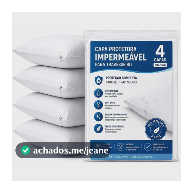 Kit 4 Capas Protetoras de Travesseiro 50x70cm 300 Fios Fronhas Impermeáveis e Antialérgicas com Zíper – Proteção Contra Ácaros e Líquidos – Cor Branco, Conforto e Durabilidade Linha GT Comfort Premium