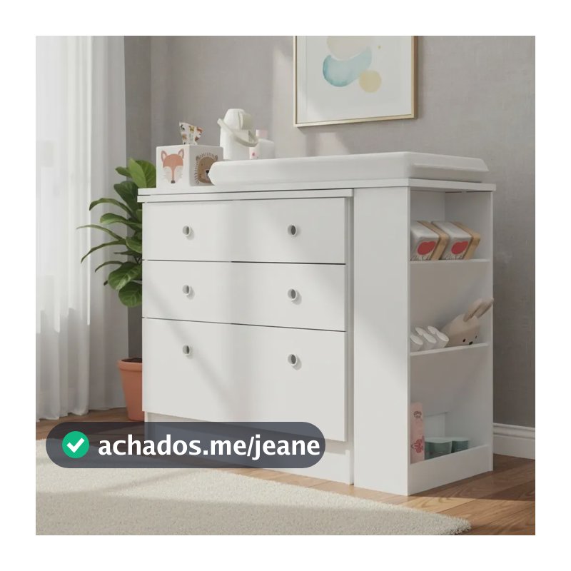 Cômoda Trocador Bebe Com 3 Gavetas Colchão Impermeável Bela Bege