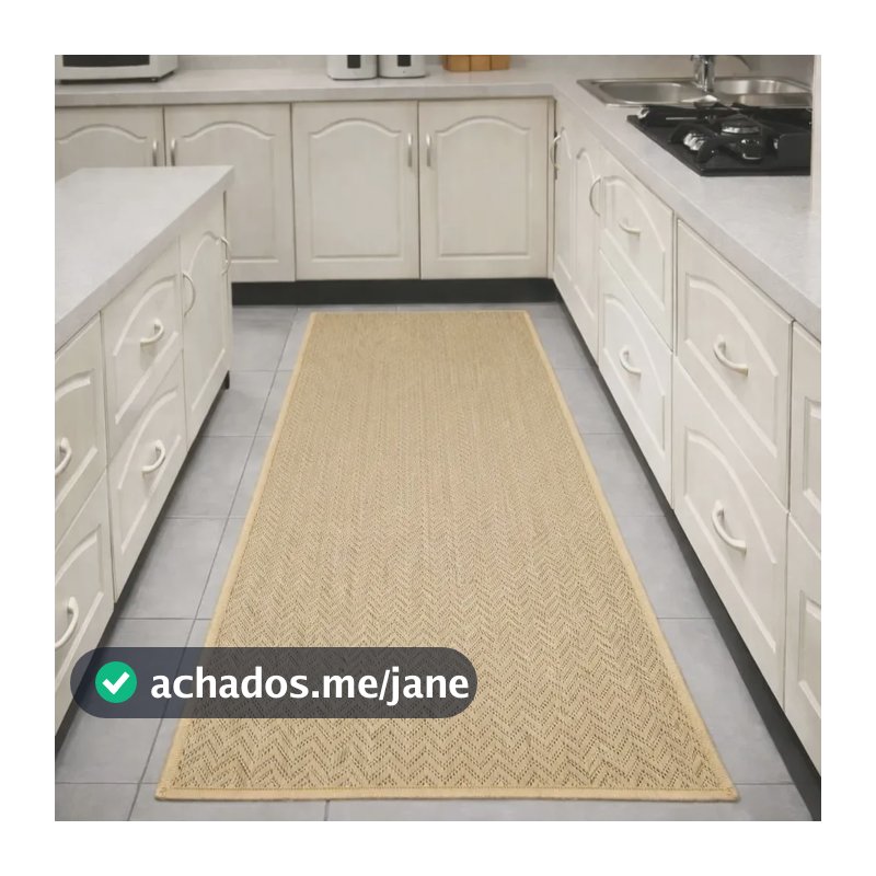 Passadeira Tapete Sislle Antiderrapante 150x50cm Bege Cozinha Corredor