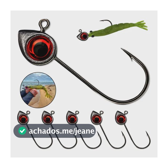 Jig Head Pesca Olho Robalo Anzol Isca Artificial Kit-5
