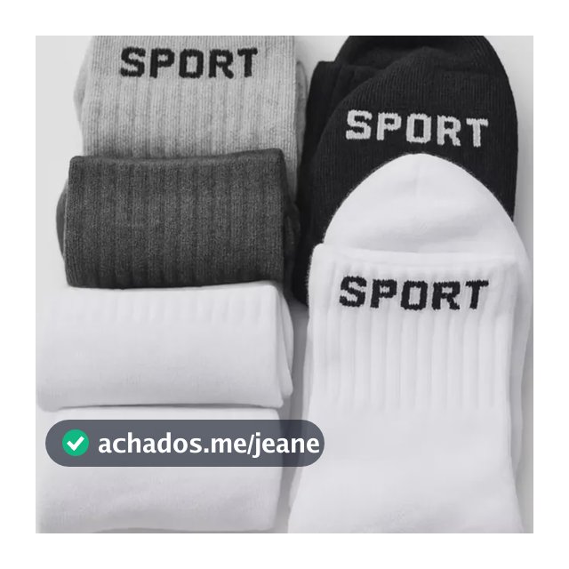 Kit 6 Pares Meias Cano Alto Algodão Para Esporte Academia