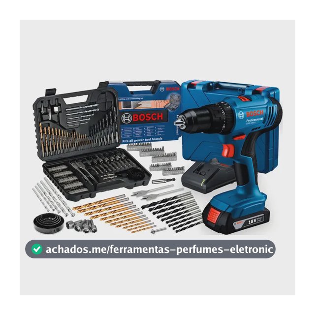 Parafusadeira E Furadeira De Impacto A Bateria 18v Bosch Gsb 183-li Maleta Com Kit Brocas E Bits Profissional 103 Peças