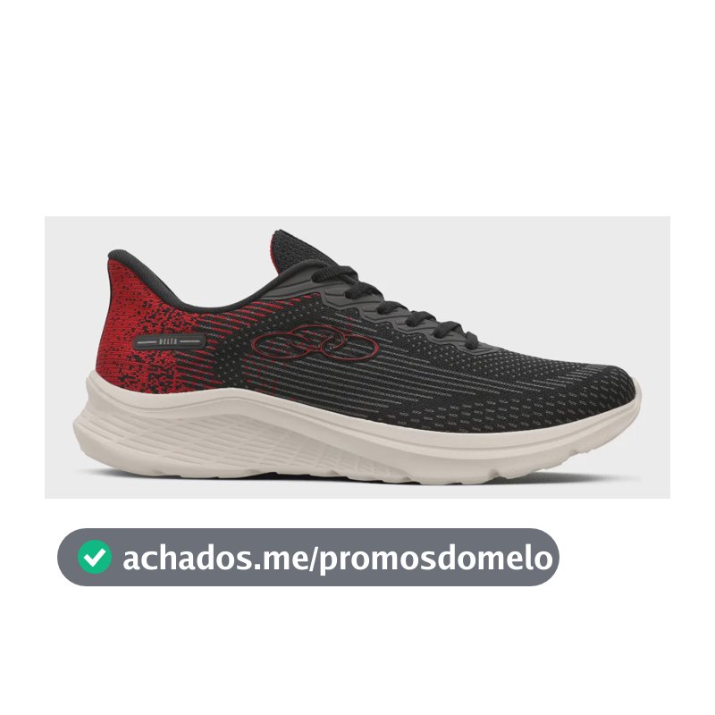 Tênis  Masculino Delta 122 Olympikus Preto/vermelho Liso 38 Br
