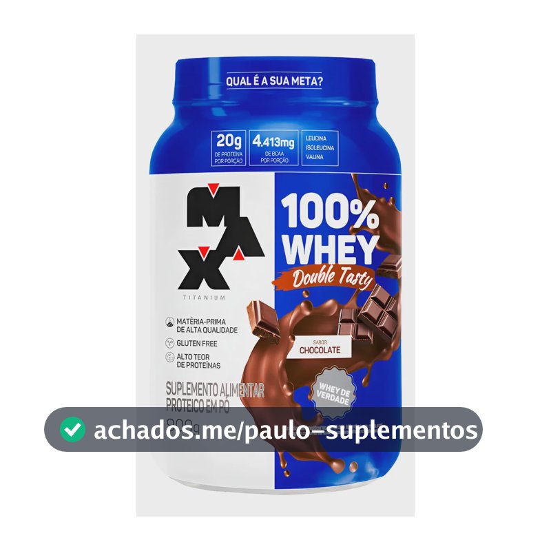 Whey 100% Concentrado Double Tasty Max Titanium Pote 900g Sabor Chocolate