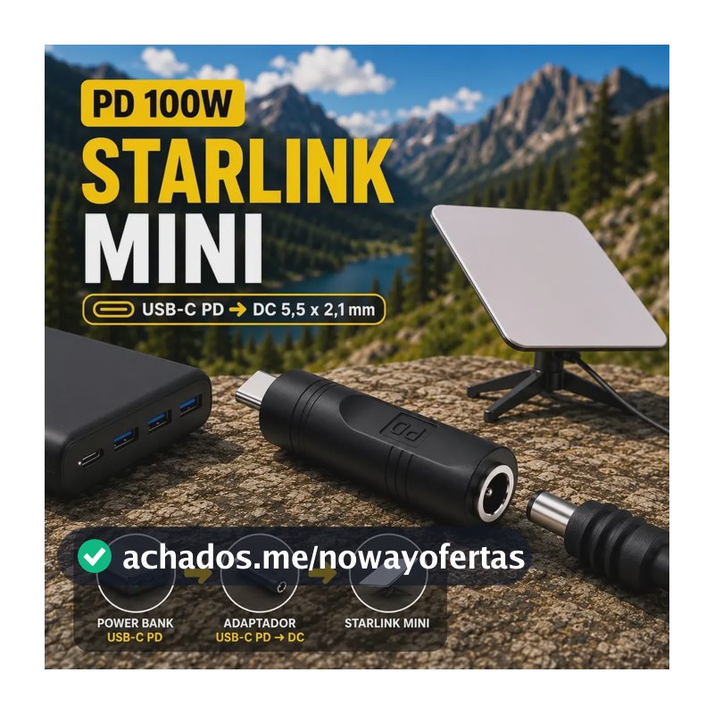 Adaptador Conversor P Fonte Starlink Mini Tipo C P Dc 100w 100