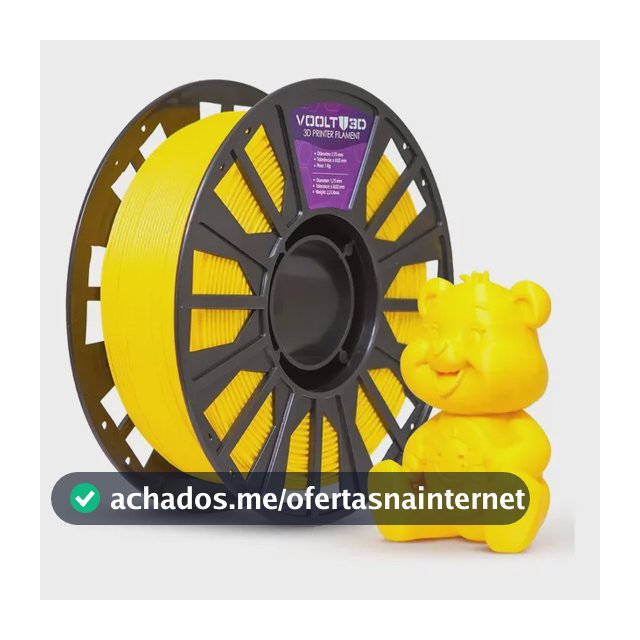 Filamento PLA Amarelo 1Kg 1,75mm Voolt3D Para Impressão 3D Impressoras 3D High Speed Imprimir Peças 3D Peças Decorativas Fabricação Nacional