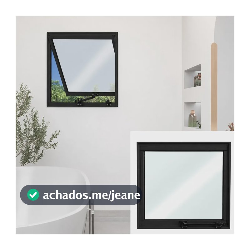Vitrô Janela P/ Banheiro Área Externa Em Alumínio C/ Vidro Preto