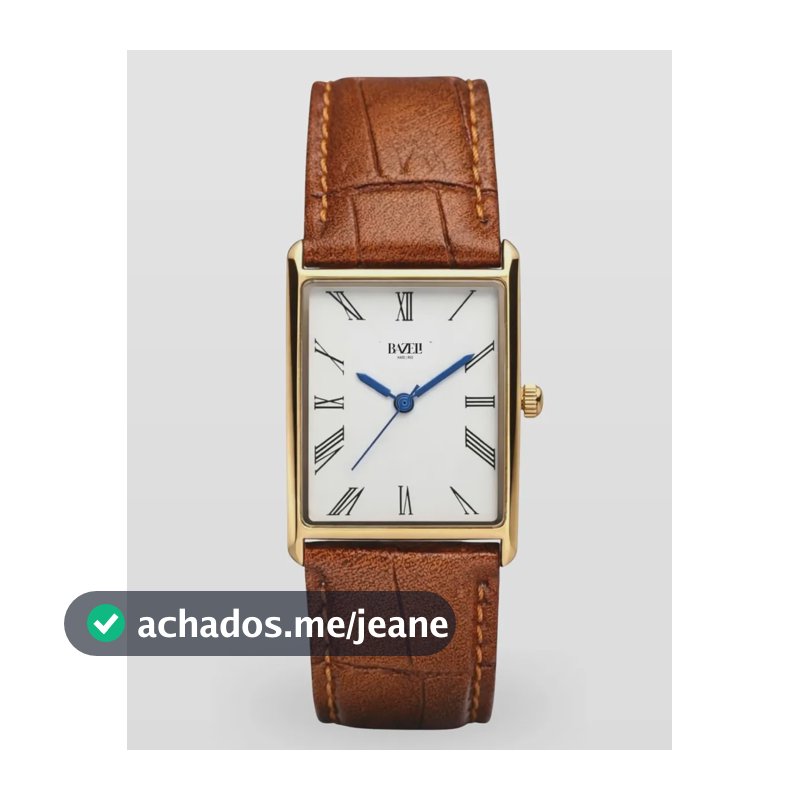 Relógio Masculino Quadrado Rose Gold Couro Croco Marrom Marrom Rose Gold Branco