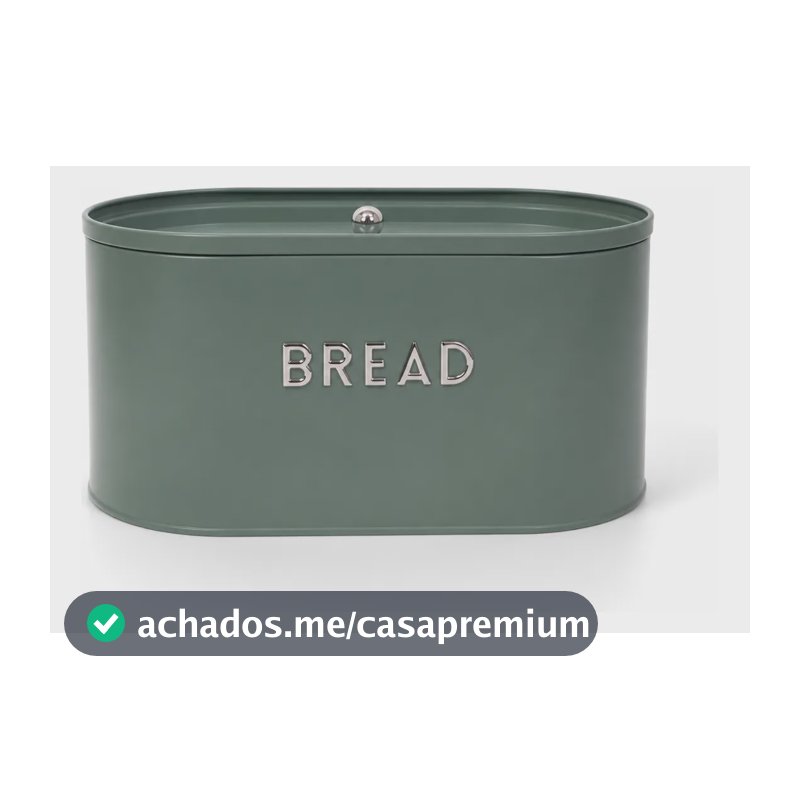 Porta Mantimento Pão Aço Galvanizado 33x15cm Design Premium Verde Design Premium