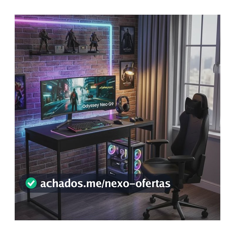 Escrivaninha Gamer Mesa Para Computador Com Suporte Para Cpu Preto