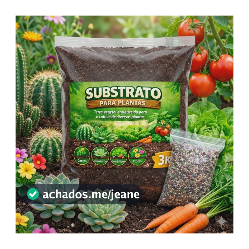 Substrato Terra Plantas Vasos Cactos Suculentas 3kg + Brinde