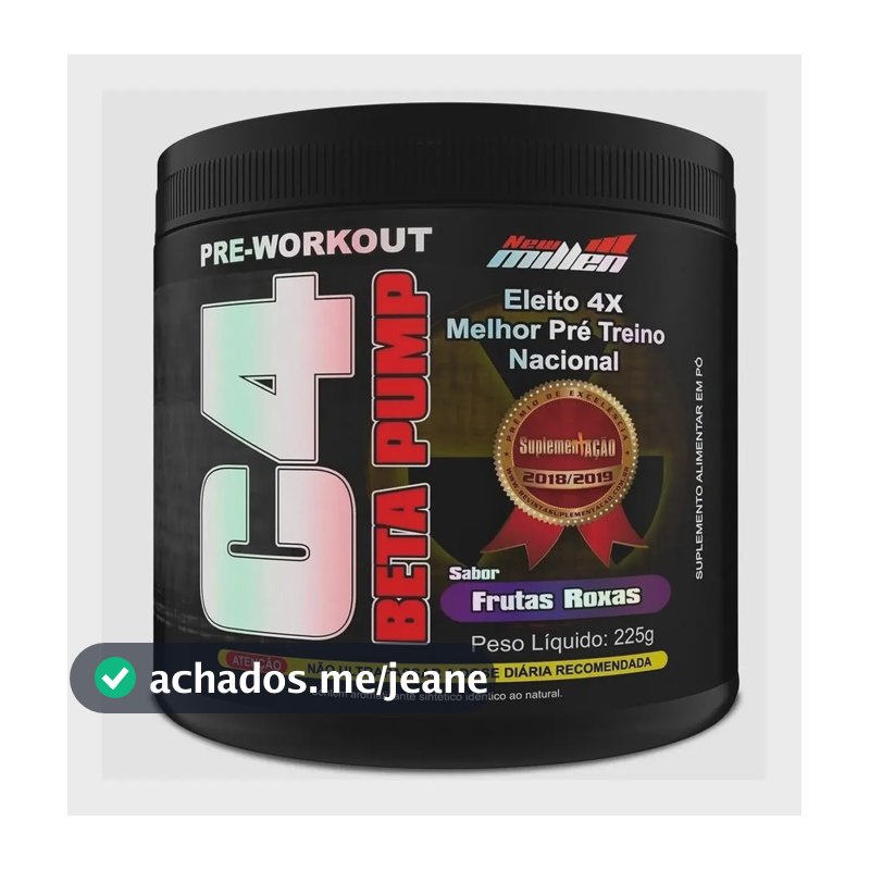 Suplemento En Pó New Millen Cafeína De C4 Beta Pump Sabor Frutas Roxas X 225g