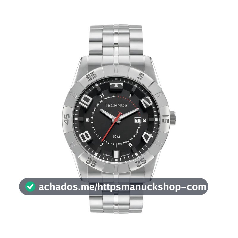 Relógio Technos Racer Masculino Prateado Analógico Quartzo 50M Fundo Preto
