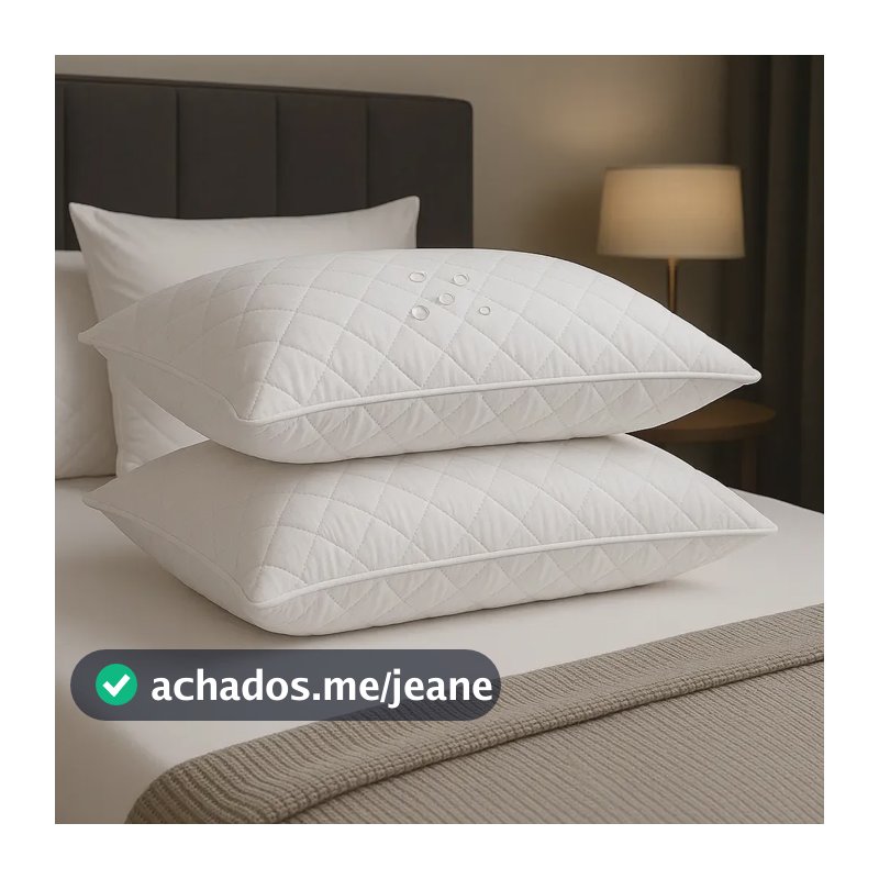 Kit 2 Travesseiros C/ Fronha De Zíper Matelados Impermeáveis Branco
