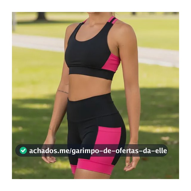 Conjunto Shorts Com Bolsos + Top Alta Sustentação Corrida