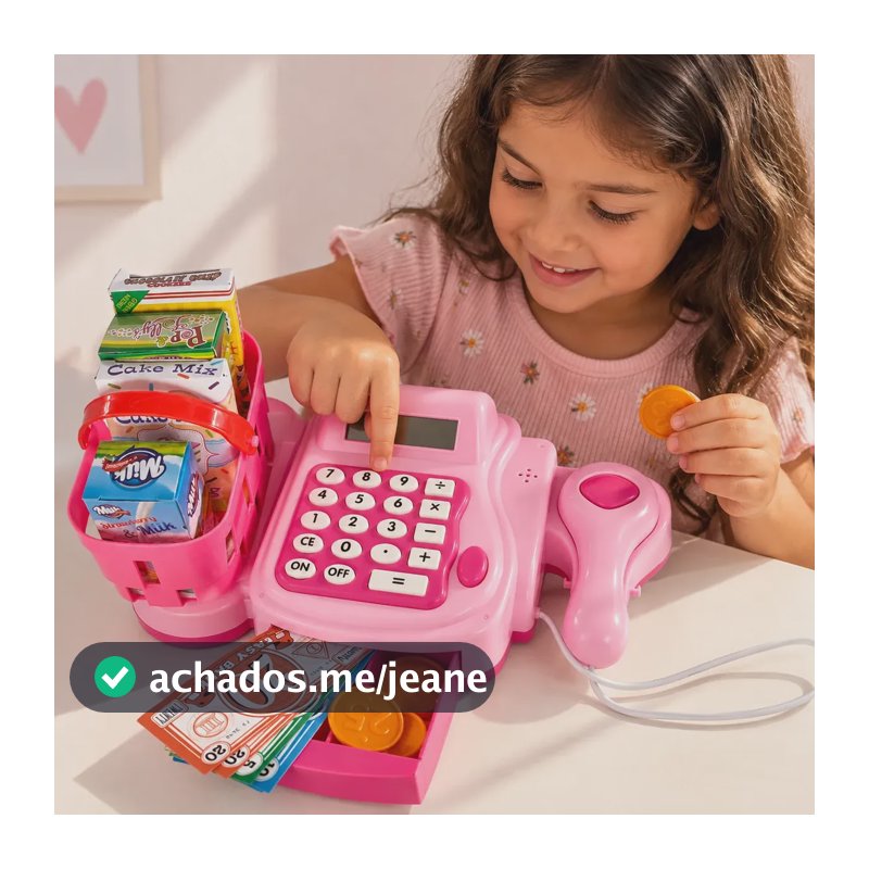 Mini Mercado Supermercado Infantil Caixa Registradora Som Rosa
