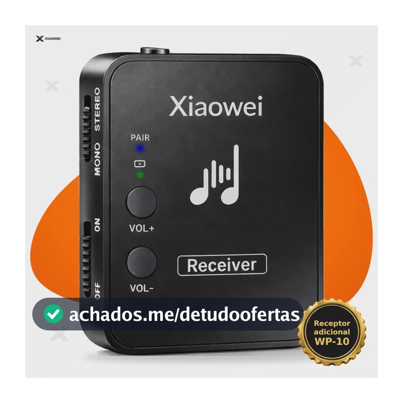 Receptor In Ear Sem Fio Xiaowei WP-10 Retorno de Palco 2.4GHz Monitor de Áudio Mono e Estéreo Recarregável Receptor Compatível com Transmissor M-Vave WP-10 Avulso