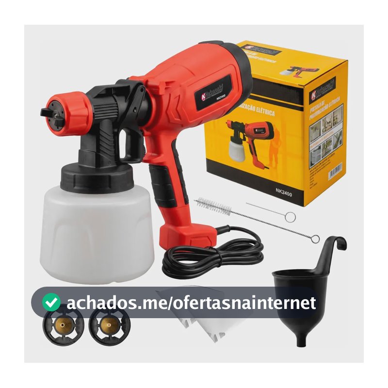 Pistola De Pintura Elétrica 900w Profissional 1400ml 2 Bicos Vermelho 110v