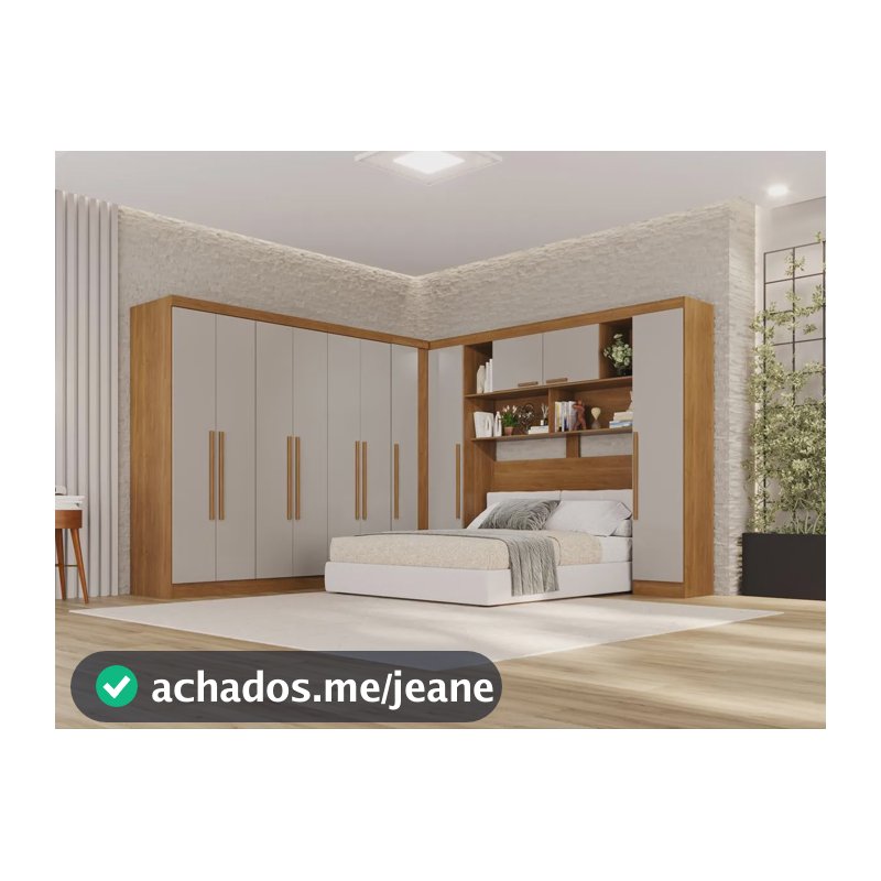 Guarda-roupa Casal Modulado De Canto 11 Portas Multimóveis Cinamomo/off White