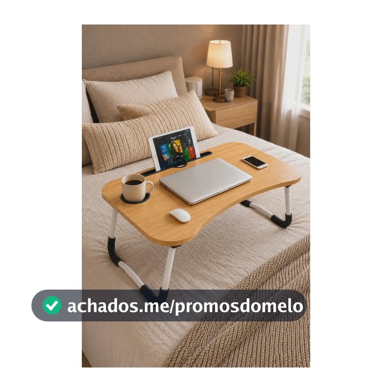 Mesa Para Notebook Dobrável Portátil MDF 60x40cm Home Office Para Cama Sofá Estudo Suporte Refeição Madeira Compacta