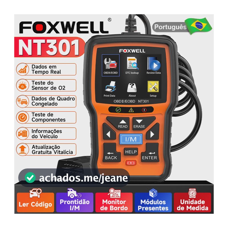 Foxwell Nt301 Scanner Automotivo Obd2 Diagnóst In Portugês