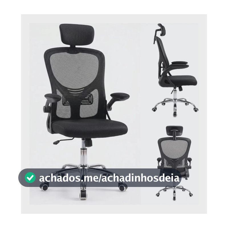 Cadeira Ergonômica Escritório Mesh Giratória Reclinável Eagl Preto Mesh