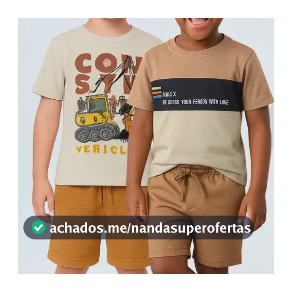 Kit 6 Peças Infantil Verão Menino 3 Camisetas + 3 Bermudas