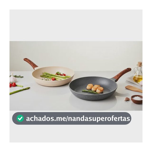 Kit Gourmet Frigideira Cerâmica Antiaderente 24cm Creme + Frigideira 24cm Cinza Granito