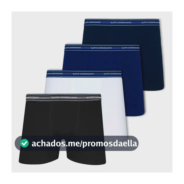 Kit 4 Cuecas Boxer Lupo Algodão Confortável Box Original