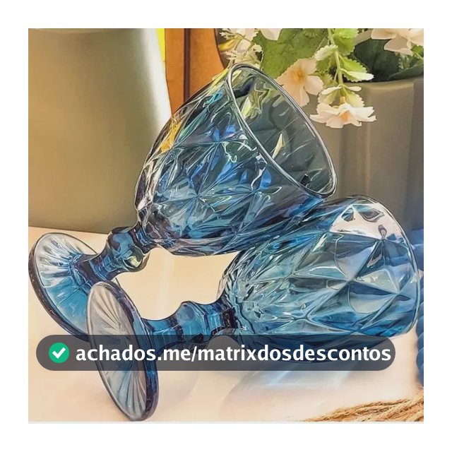 Jogo 6 Taças Diamond Azul Vidro 330ml Para Água/vinho/suco