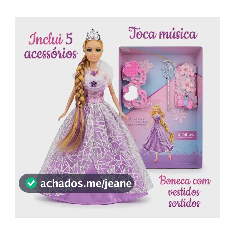 Boneca Princesa Articulada Com Acessórios Vestido E Coroa