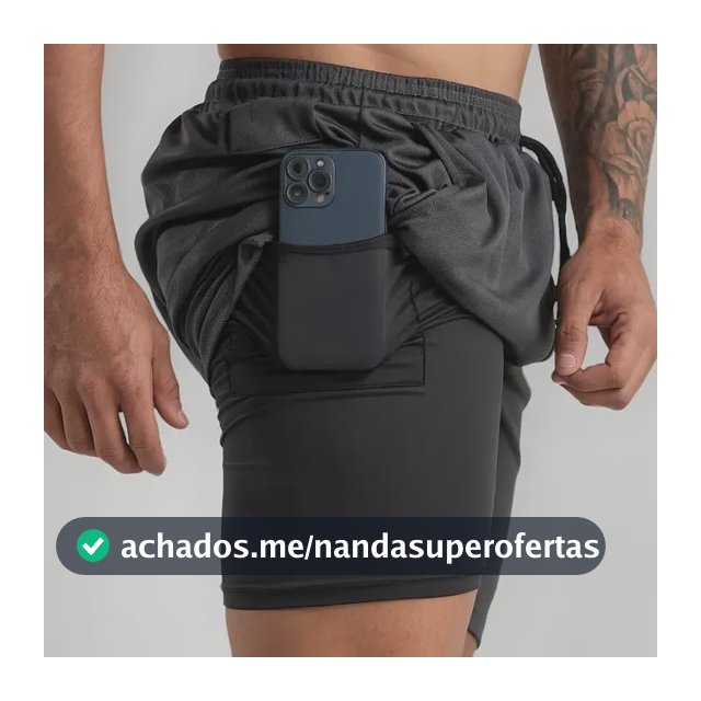 Short 2 Em 1 Bermuda Dry Fit Esportiva Com Bolso Interno Run