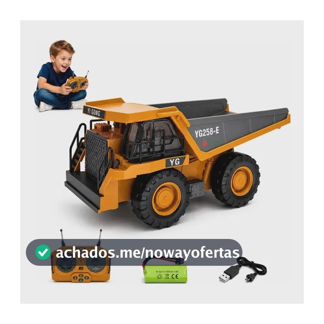 Carrinho Controle Remoto Recarregável Caminhão Basculante Recarregável Brinquedo Obras Ninho Boy