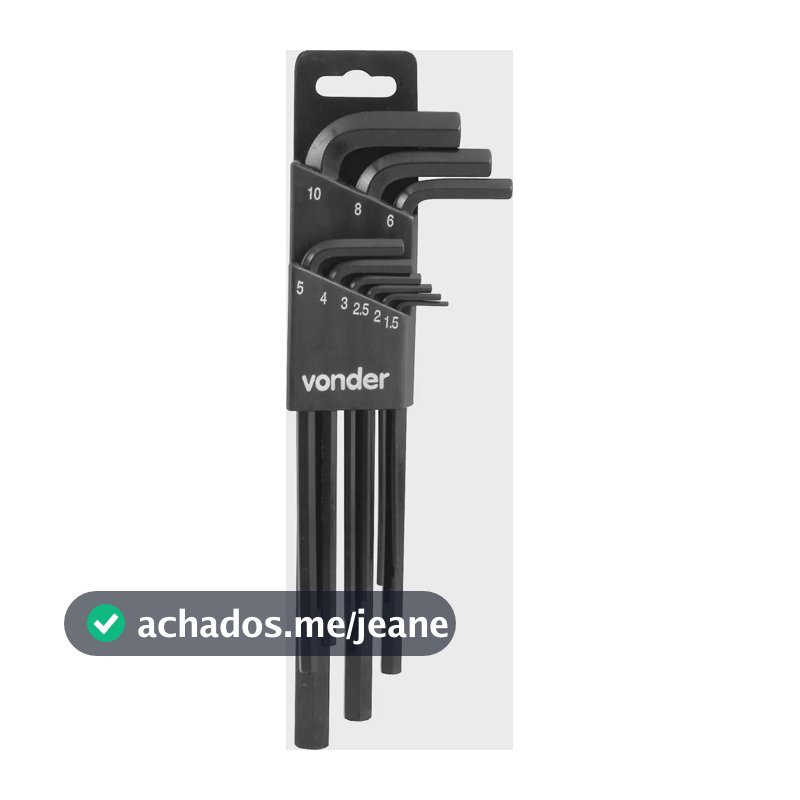 Jogo Chave Allen Longa Hexagonal 1.5 mm a 10 mm 9 Peças Vonder Cor Preto